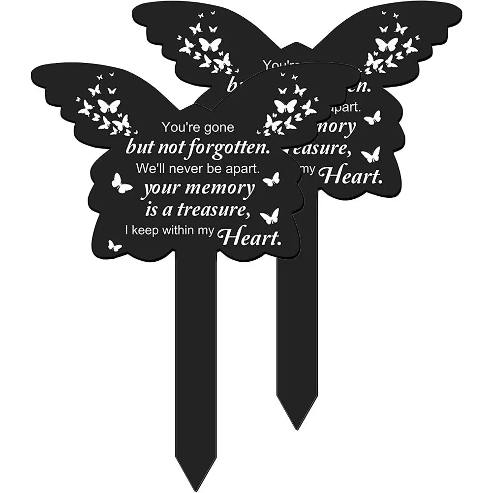 

2pcs Memorial Plaque Butterfly Garden Stake Easy Install Lawn nament Courtyard Decor Grave Stakes Cemetery Adorns YardInserted