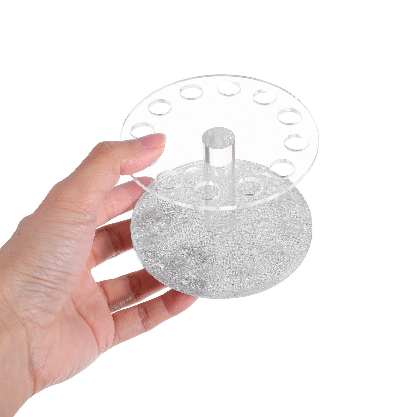 

1pc Crystal Heart Shaped Nail Art Pen Holder Round Silver Transparent Portable Stand For Uv Gel Brush Tool Organizer Rest