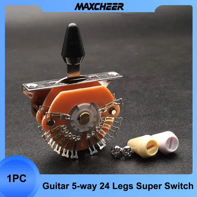 Guitarra de 5 vías y 24 patas, Super Switch Pickup Selecto, oblea doble de 4 polos para guitarras ST/Tele con 3 puntas de piezas, negro/Marfil/blanco