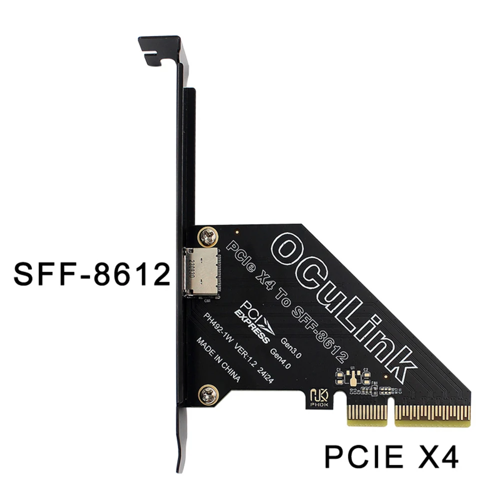 Карта адаптера PCIe To SFF 8611&8612 Адаптер карты расширения PCI Express To SFF-8612 Адаптер PCIe X4/X1 SSD To U.2 OCUlink SFF-8612