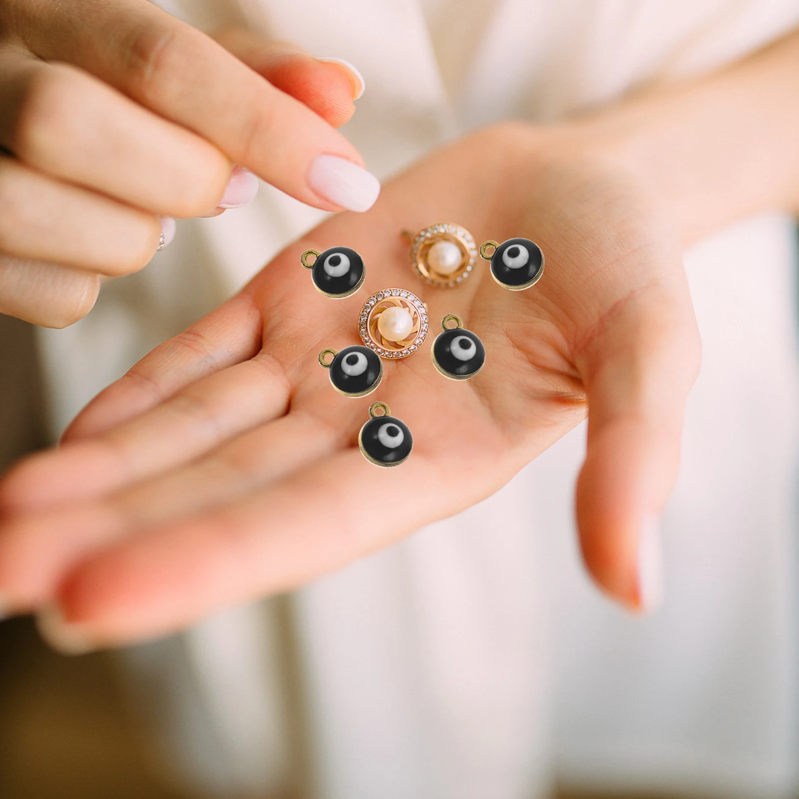 

40Pcs Delicate Alloy Evil Eye Charms DIY Pendant for Jewelry Making Turkish Style Protective Accessories Evil Eye Charms