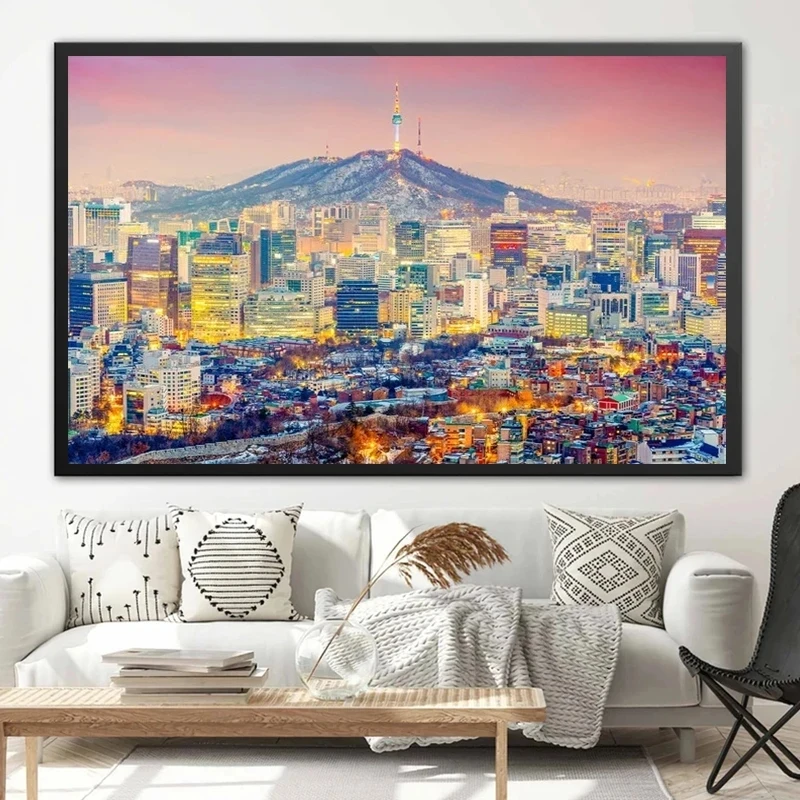 Seoul South Korea Cityscape Canvas Painting Wall Art  City Night View Posters And Prints For Living Room Modern Home Decor