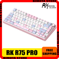 Rk R75 Pro Mechanical Keyboard Multifunctional Knob Three Mode Customized Wireless Gaming Keyboard RGB Hot-Swap Suport Qmk Gift