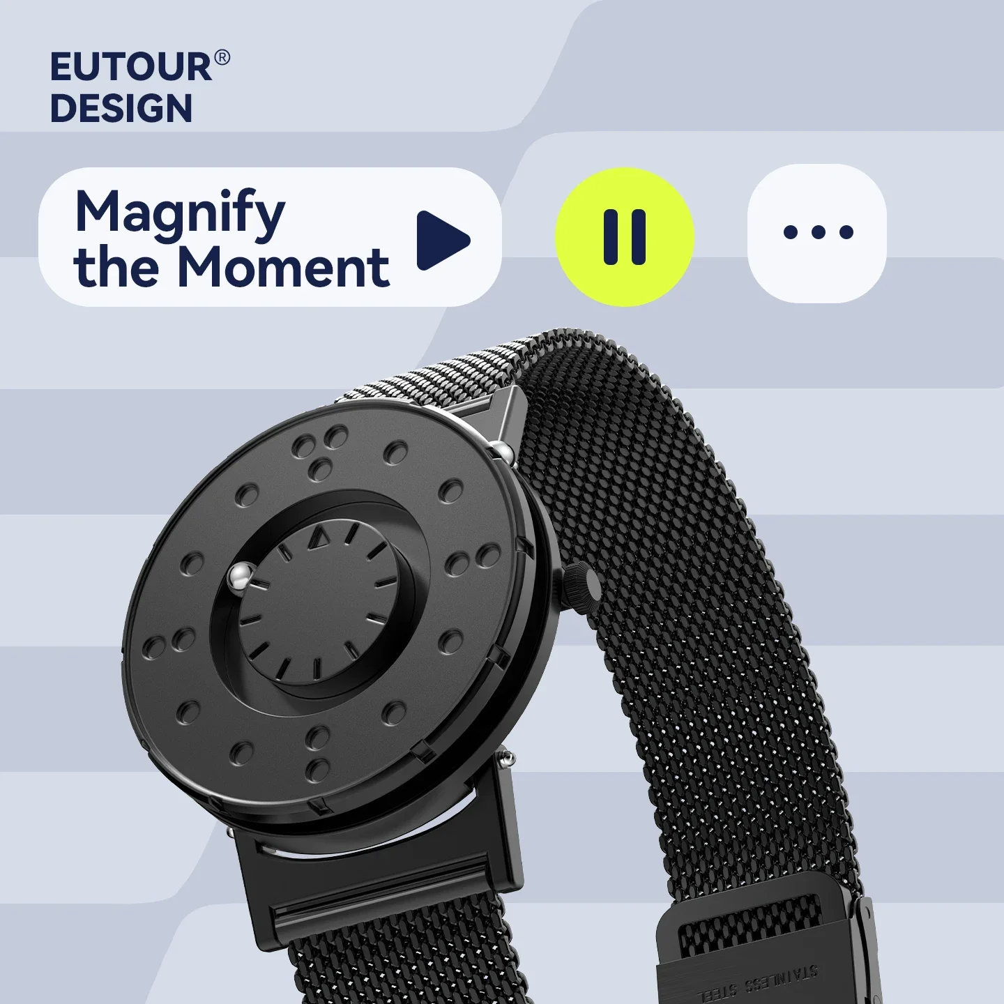 EUTOUR New Arrival Magnetic Watch Men Digital Black Silver Gray White Quartz Wristwatch