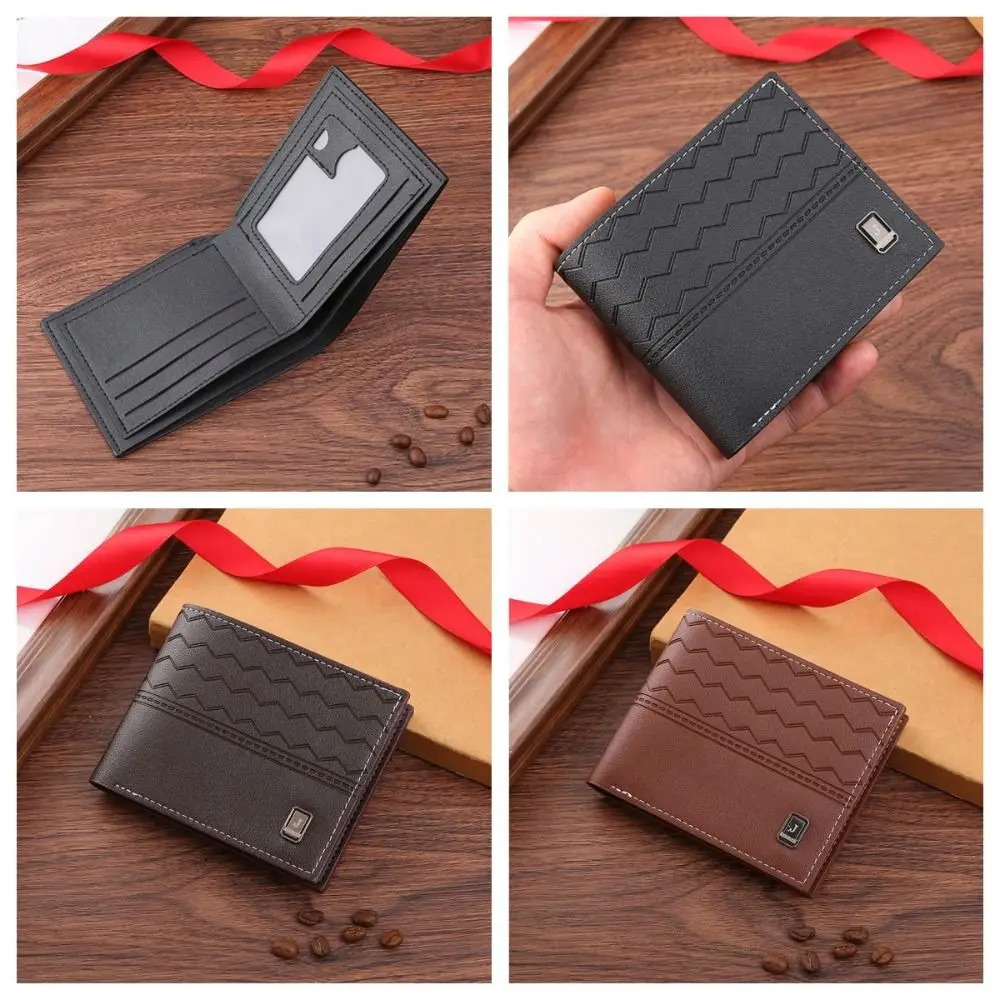 Two-fold Men Foldable Wallet Large Capacity Multi-card PU Leather Wallet Soft Multi-position Men's Short Wallet ID Card Holder