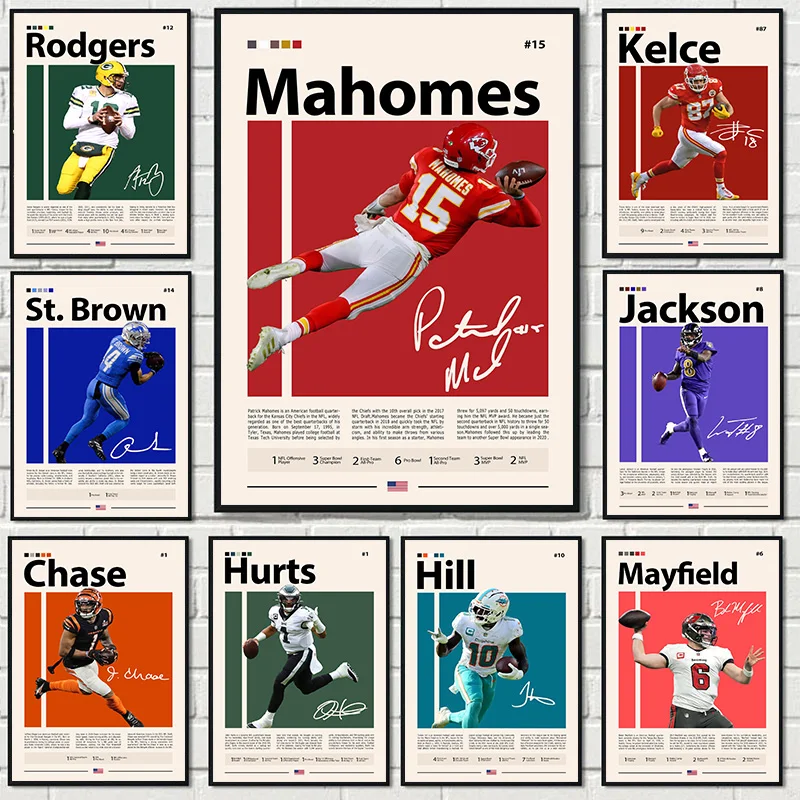 Famous American Football Star Player Rodgers Sports Motivational Quotes Poster Canvas Painting Wall Art Pictures Home Decor