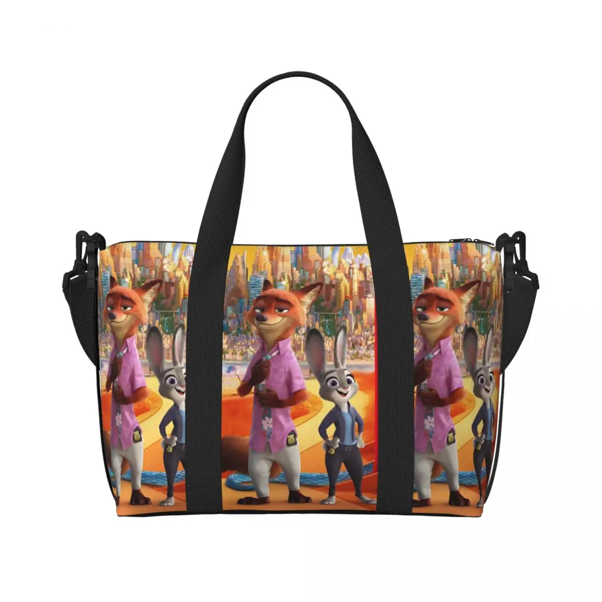 

Изготовленная на заказ сумка для покупок Zootopia Groceries Tote, женская большая вместительная сумка Judy and Nick Gym, пляжные дорожные сумки