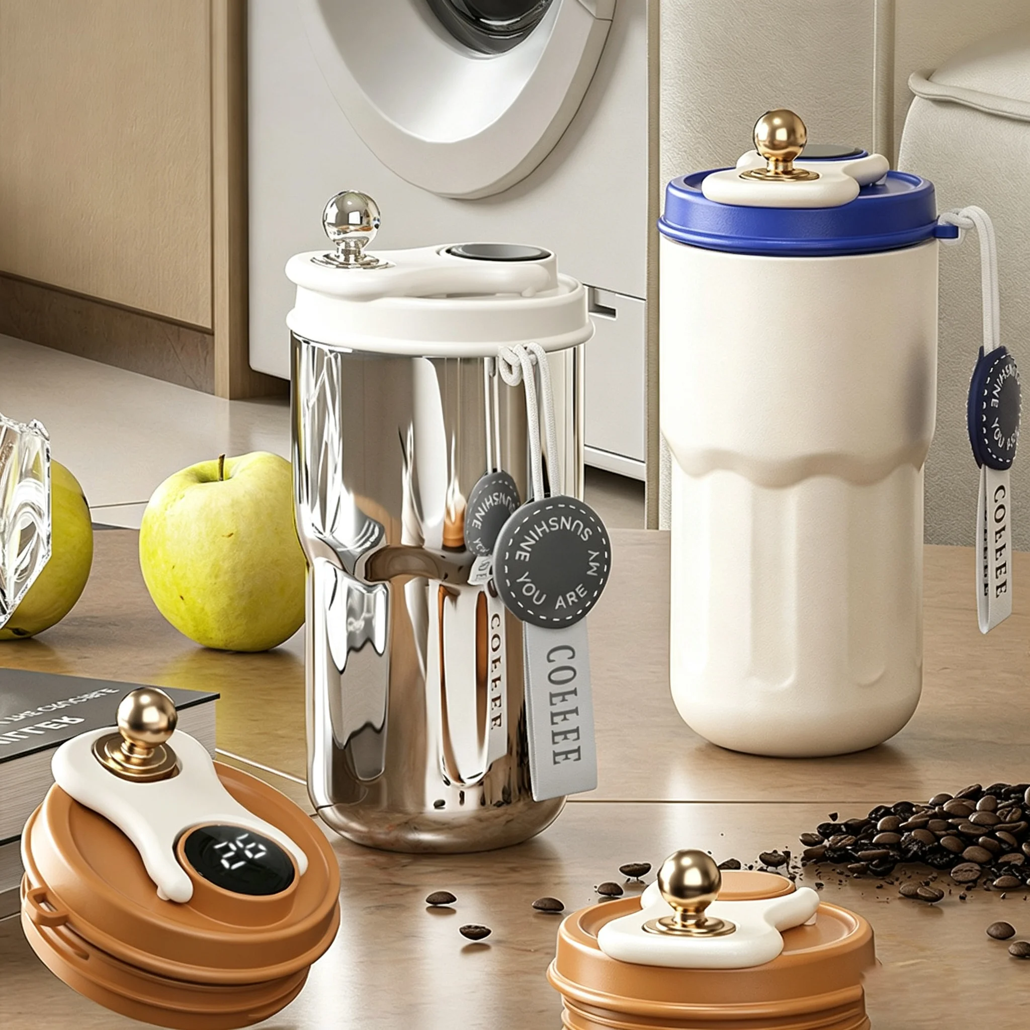 420ml Smart Coffee Cup Temperature Display Thermos Travel Coffee Mug 316 Stainless Steel Thermal Cup Leakproof Tumbler Gift