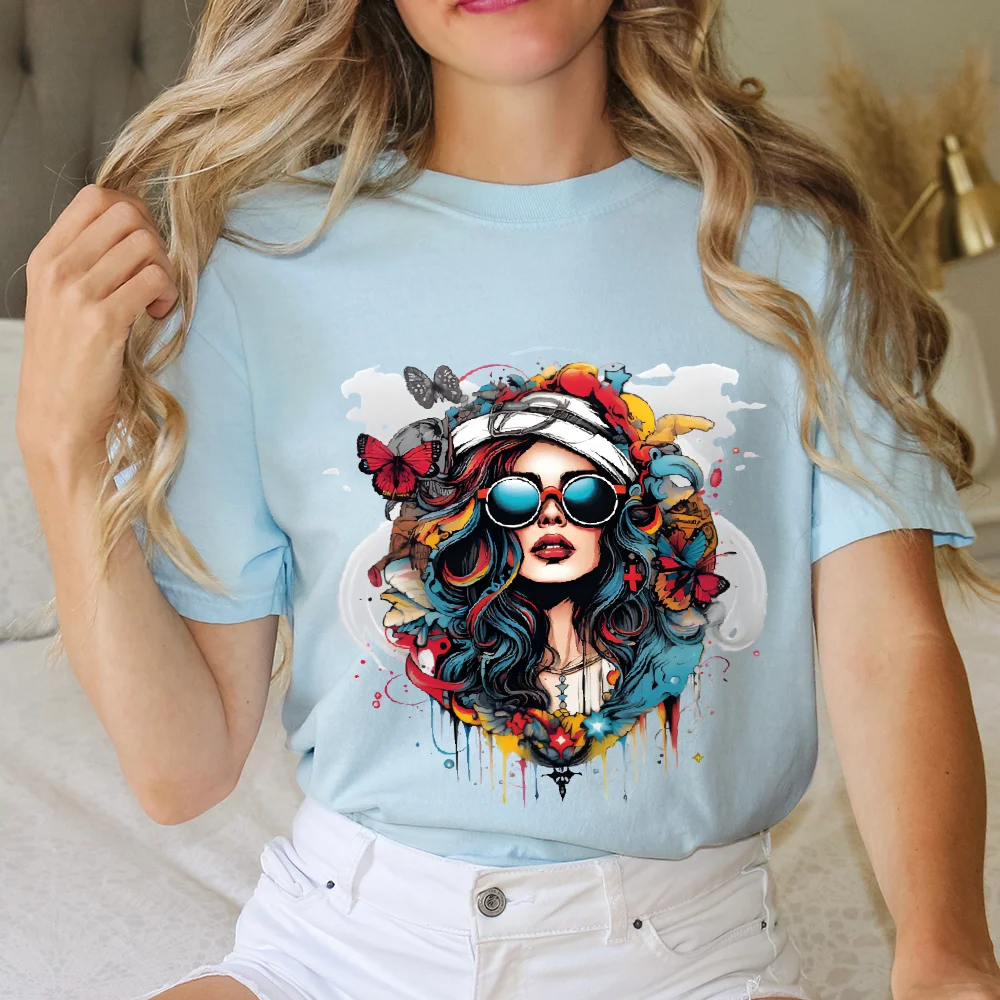 

Hand-Painted Style, Neutral Style, Korean Style T-Shirt, Hand-Painted Abstract Tee Women,Y2k Graphic Design,Oversized Summer Top