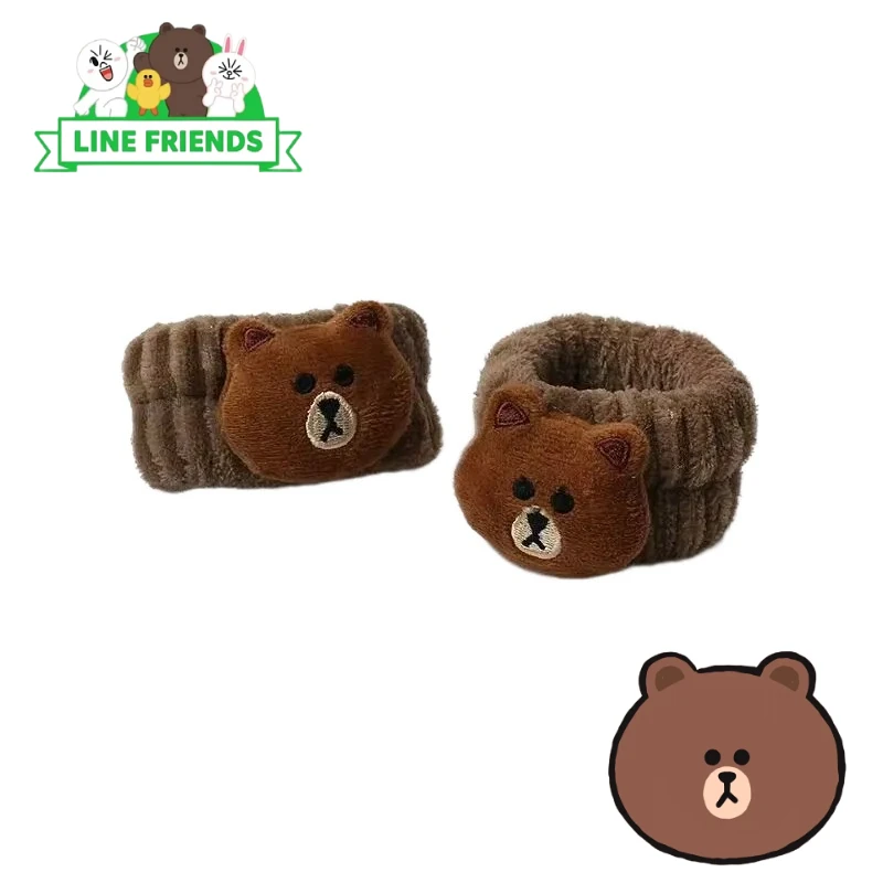

Плюшевый браслет-резинка для волос LINE FRIENDS Brown, мультяшный, милый, водонепроницаемый, впитывающий, оптом