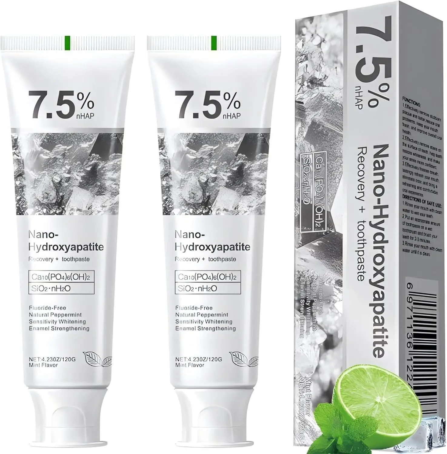 7.5% Hydroxyapatite Toothpaste for Enamel Protection,Fluoride-Free Formula with Gentle Mint,for Sensitive Teeth,Daily Protection