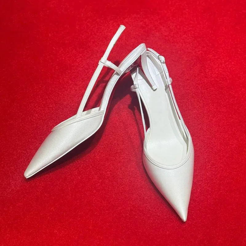 

Туфли-лодочки с острым носком, женские, весна-лето, новые, во французском стиле, на шпильке, свадебные туфли