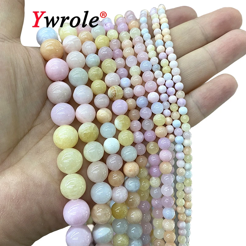 4-12MM Natural Stone Morganite Color Persian Jade Loose Round Spacer Beads for Jewelry Making DIY Bracelet Charms Accessories