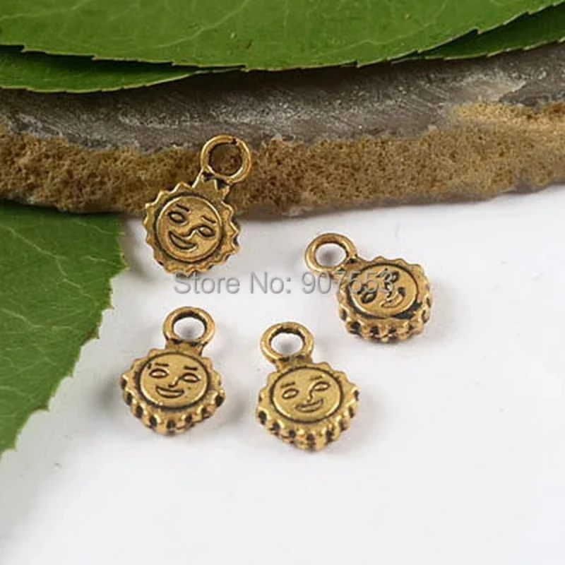 

50pcs 11*8mm Dark Gold-tone Sun Smiled Face Charms H2063 Jewelry Charms