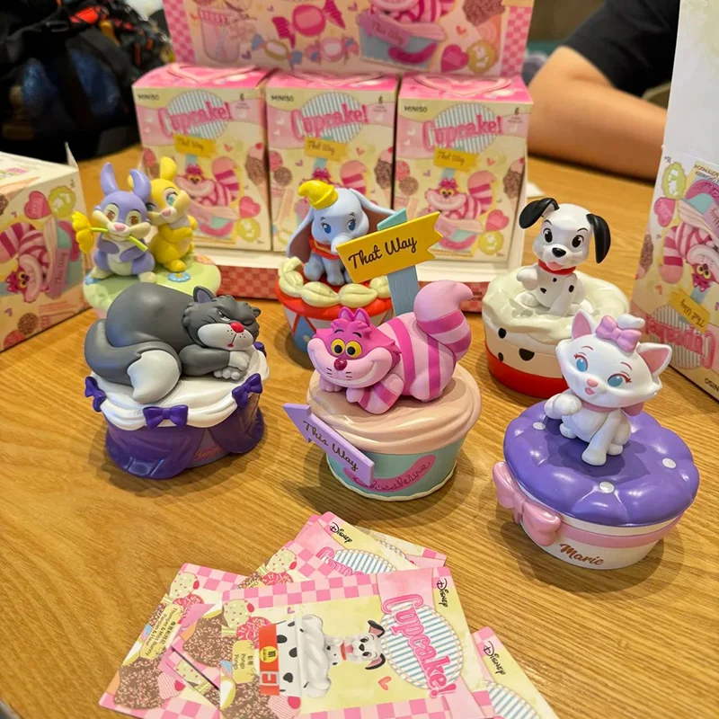 

Miniso In Stock Disney Cupcake Series Blind Box Cute Doll Desk Decoration Anime Peripheral Dumbo Marie More Pvc Holiday Gift