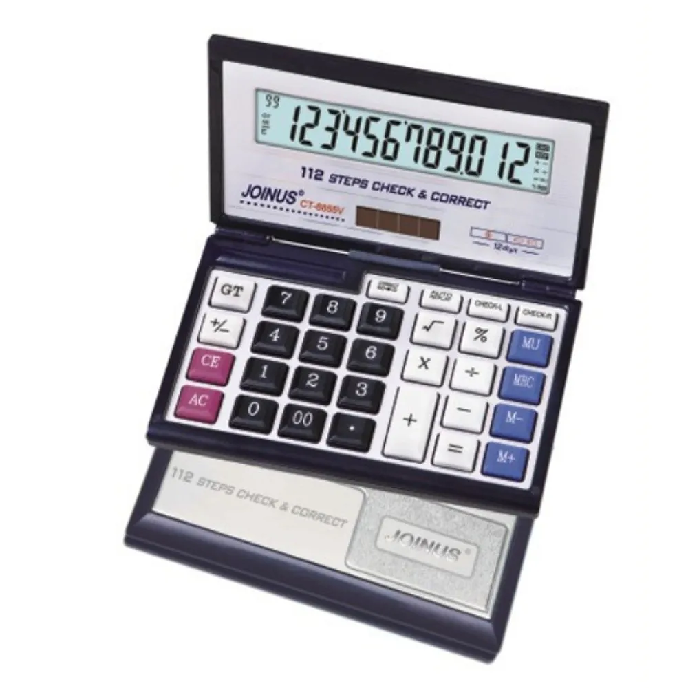 Foldable Folding Flip Calculator Portable 12 Digits Solar Calculator Large Screen Multifunctional Financial Office Calculator
