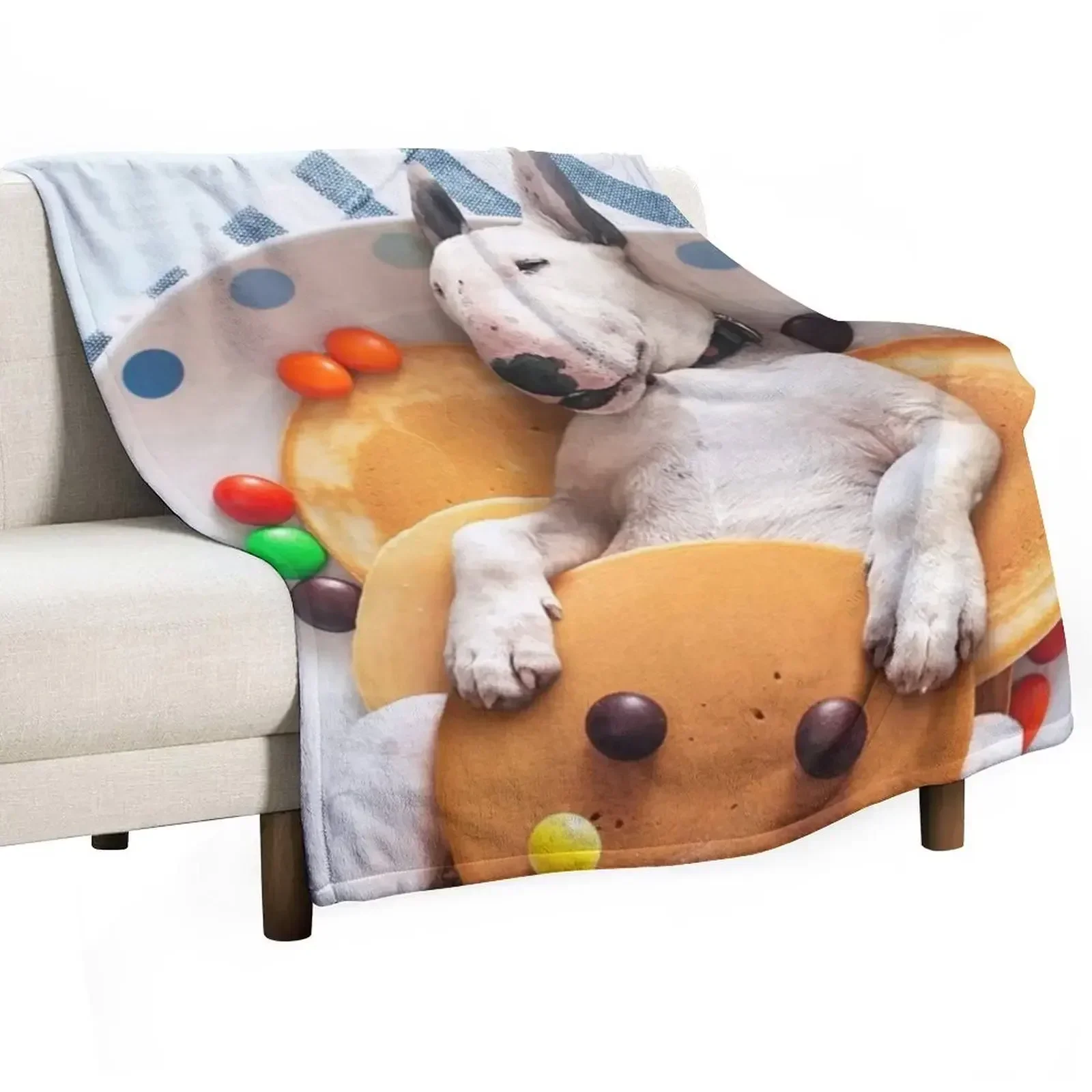 

Miniature Bull Terrier Pancakes Throw Blanket For Decorative Sofa Furry For Sofa Thin Designers Blankets