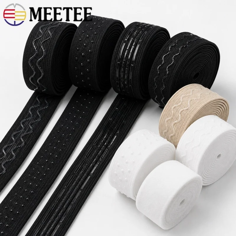 2/5Meters 10-50mm Silicone Elastic Band White Black Webbing Tape for Bra Underwear Waistband Lingerie Garment Sewing Accessory