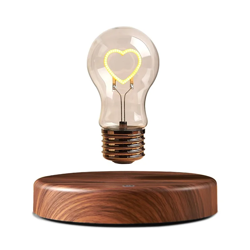 

Innovative bottom magnetic wooden table smart desk lamp suspended floating light bulb decoration
