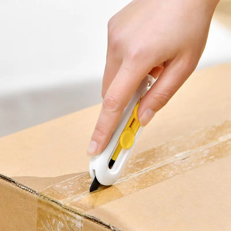 Box Cutter Retractable Mini Box Opener Magnet Box Cutter Retractable Razor Safety Lock Box Cutter For Cartons Cardboard Boxes