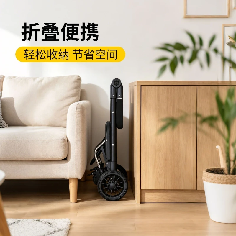 Home Foldable Portable Cart for Seniors Shopping and Stair Climbing Compact Pull Cart with Handle Kitchen Islands and Trolleys