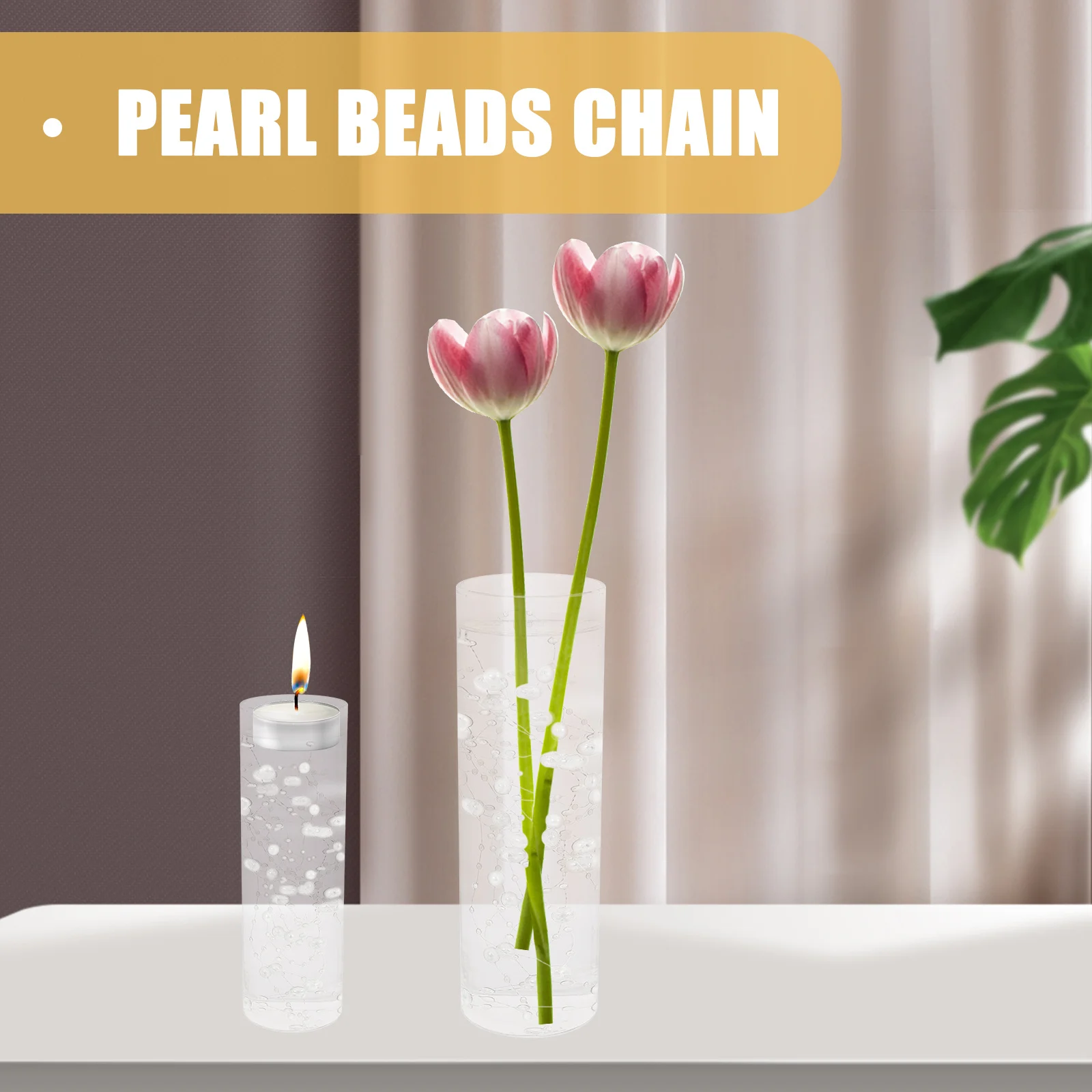 

30pcs Simulation Pearl String Artificial Beads Chain For Vase Centerpiece Wedding Party Diy Craft Home Decor Faux Pearl Beaded