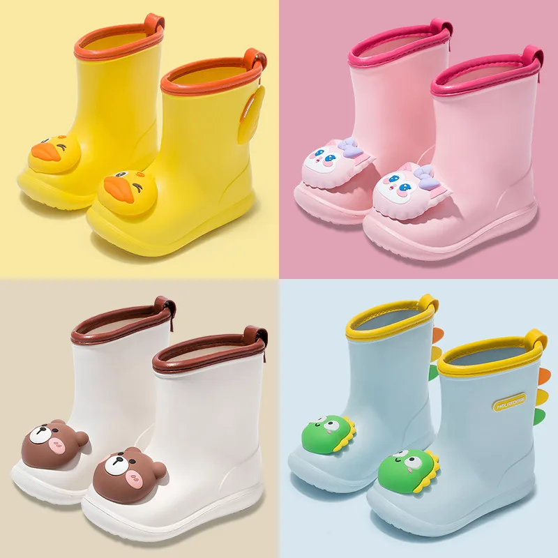 Summer Children\'s Rain Shoes New Cute Cartoon Three-dimensional Water Shoes Male and Female Primary School Children