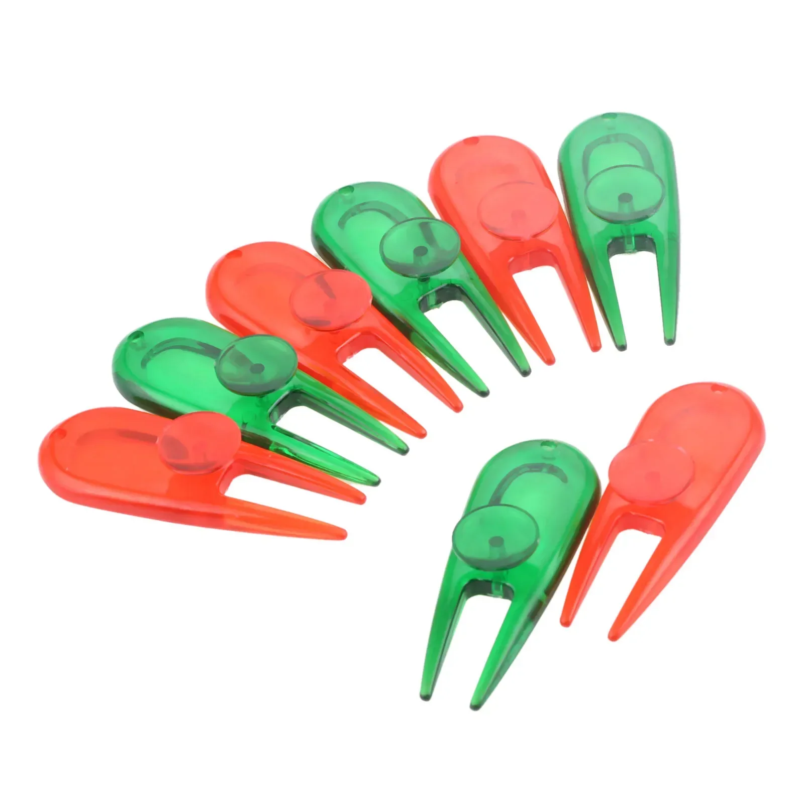 8Pcs Plastic Golf Repair Divot Tool With Golf Pitch Marker Ball Position Putting Green Fork Pitchfork Golfer Gift Assorted Color