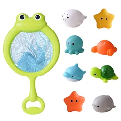 Luminous Floating Animals Brinquedos de banho para bebê, Natação Água Luz, Play Fun Banheiro Banheira, Pesca Net Toy for Kids, presente bonito