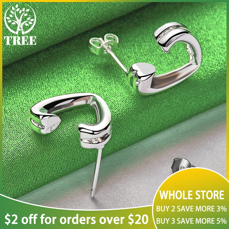 

ALITREE 925 Sterling Silver V Stud Earrings For Women Earring Fashion Party Engagement Wedding Charm Jewelry Lady Birthday Gifts