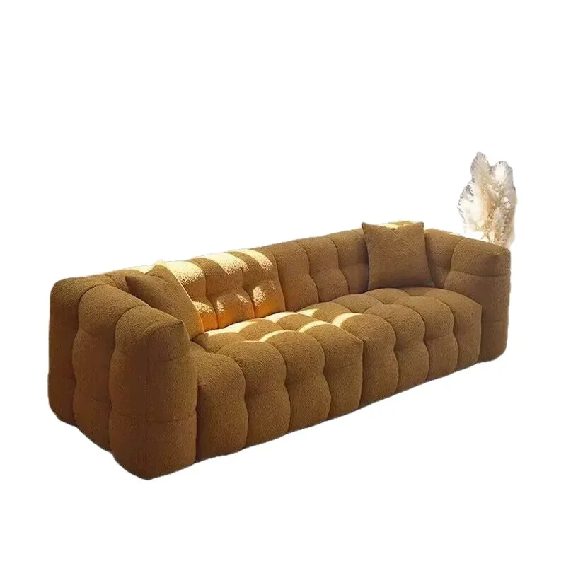 French minimalist cream wind marshmallow sofa Nordic fabric small apartment designer lamb wool