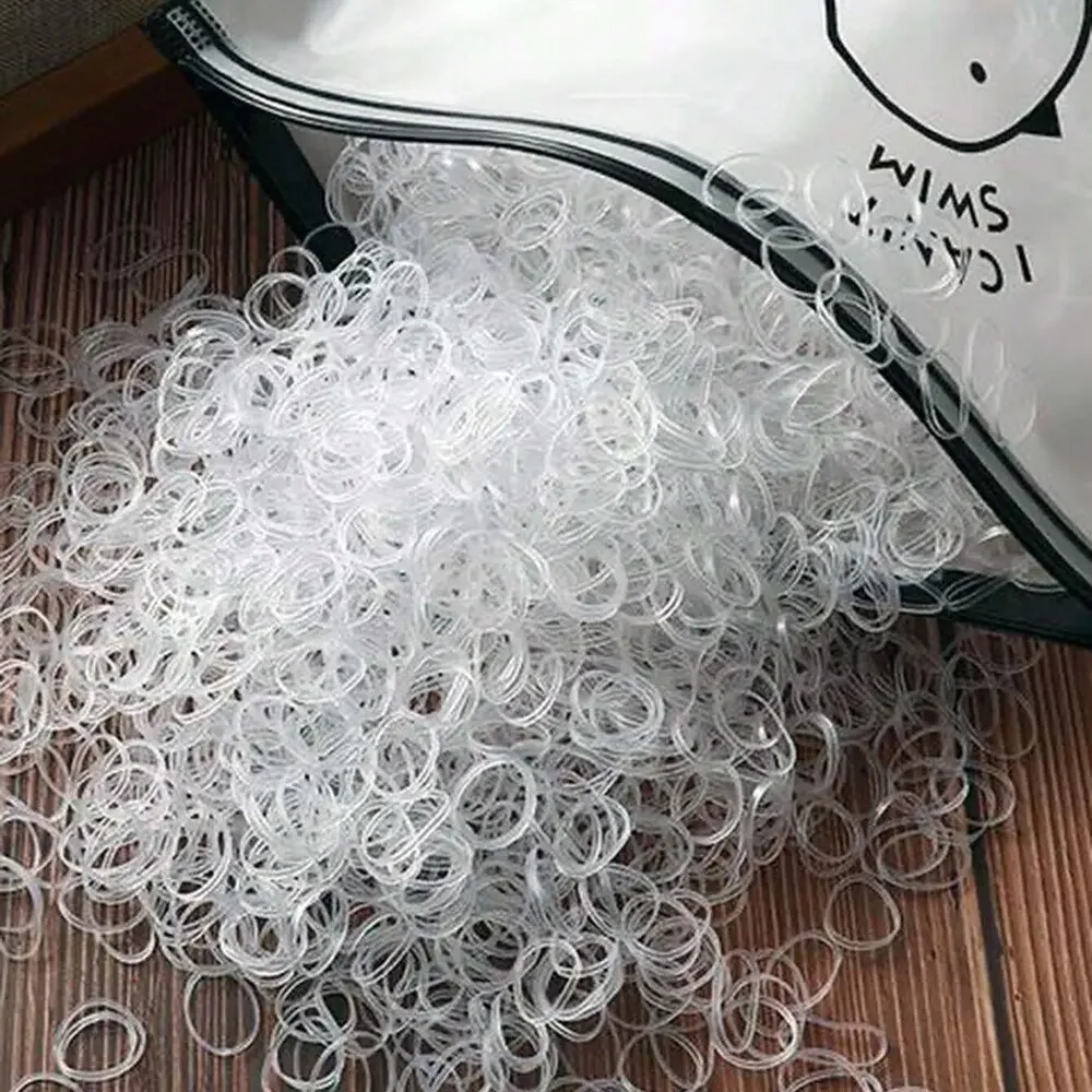 Elastische Haaraccessoires für Kinder, 1000 Stück farbige Einweg-Gummibänder, schwarze transparente weiche Haarbänder – Detail 6