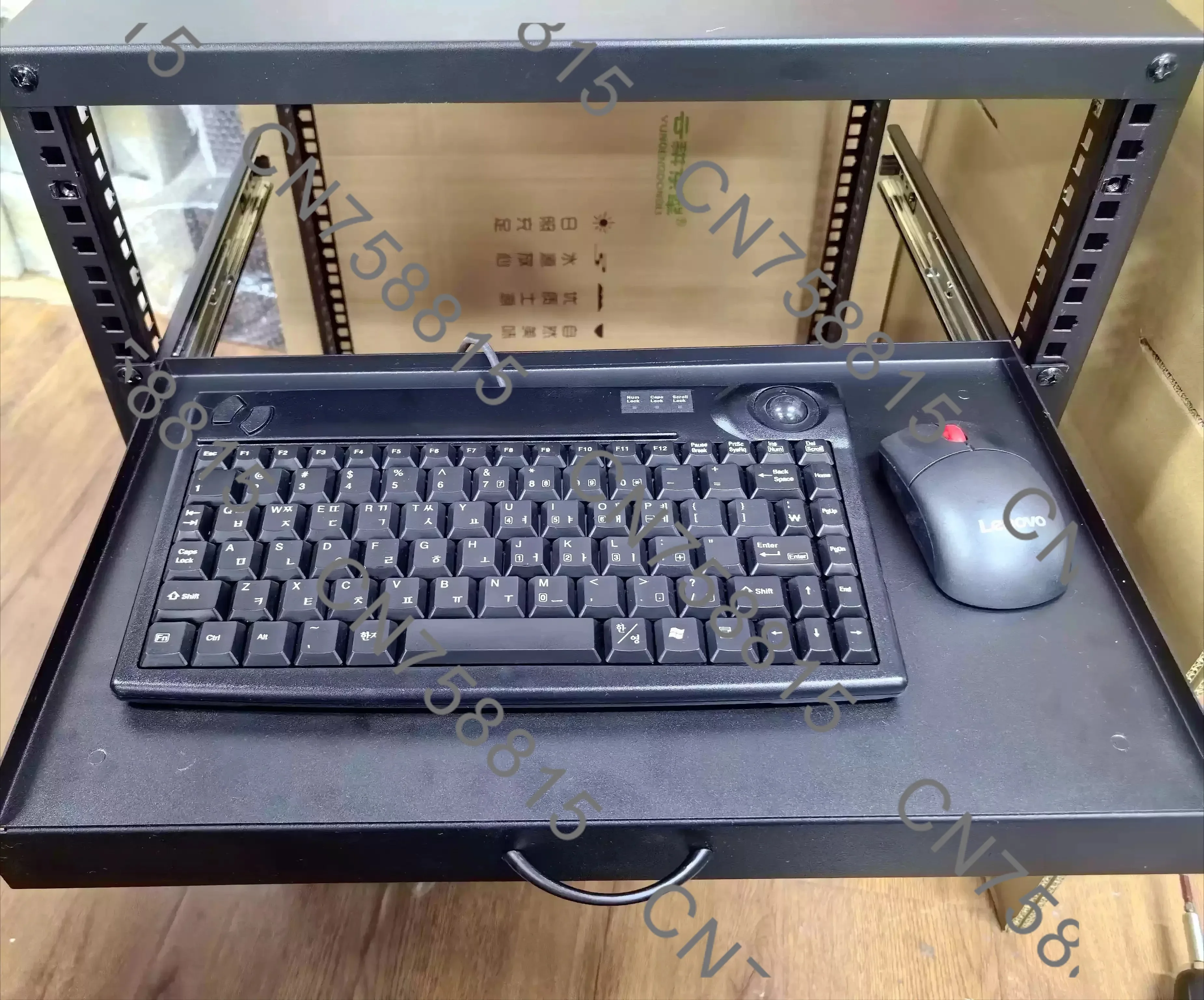 Retractable tray server cabinet keyboard mouse storage rack, 1U 19-inch rack-mounted sliding drawer