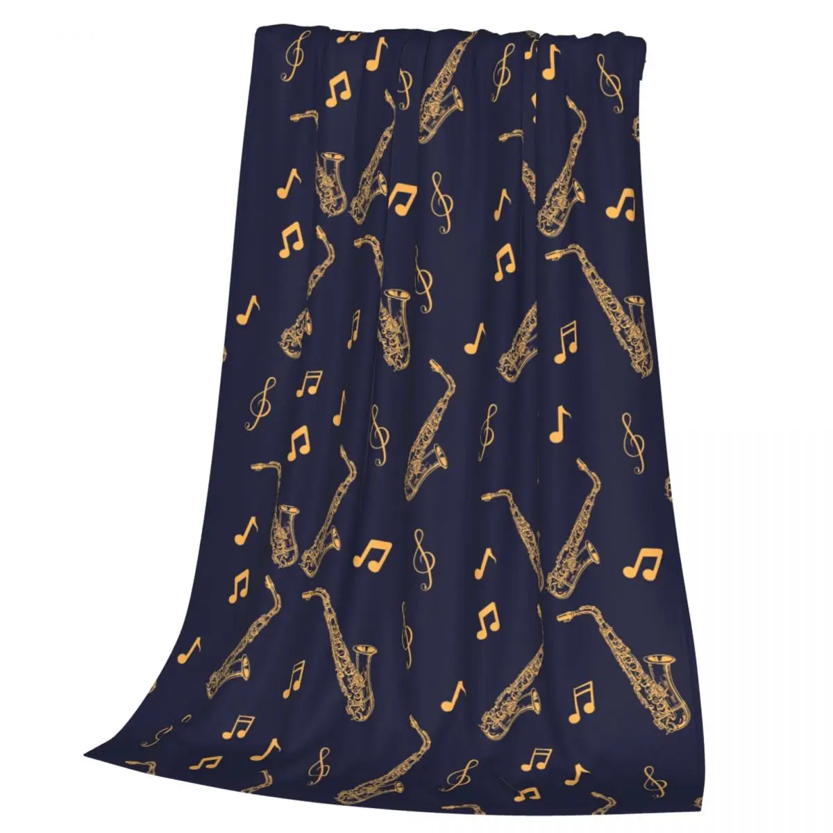 Musical Saxophone Pattern Blanket Soft Warm Flannel Throw Blanket Bedding for Bed Living room Picnic Travel Home Sofa