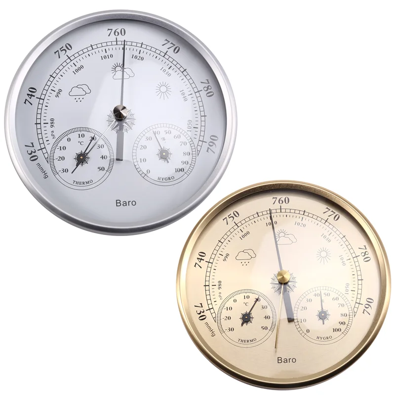 A69Z 2PCS Wander Cloudly Barometer With Thermometer Hygrometer 3 In 1 Weather Station For Weather Forecasting Instrument