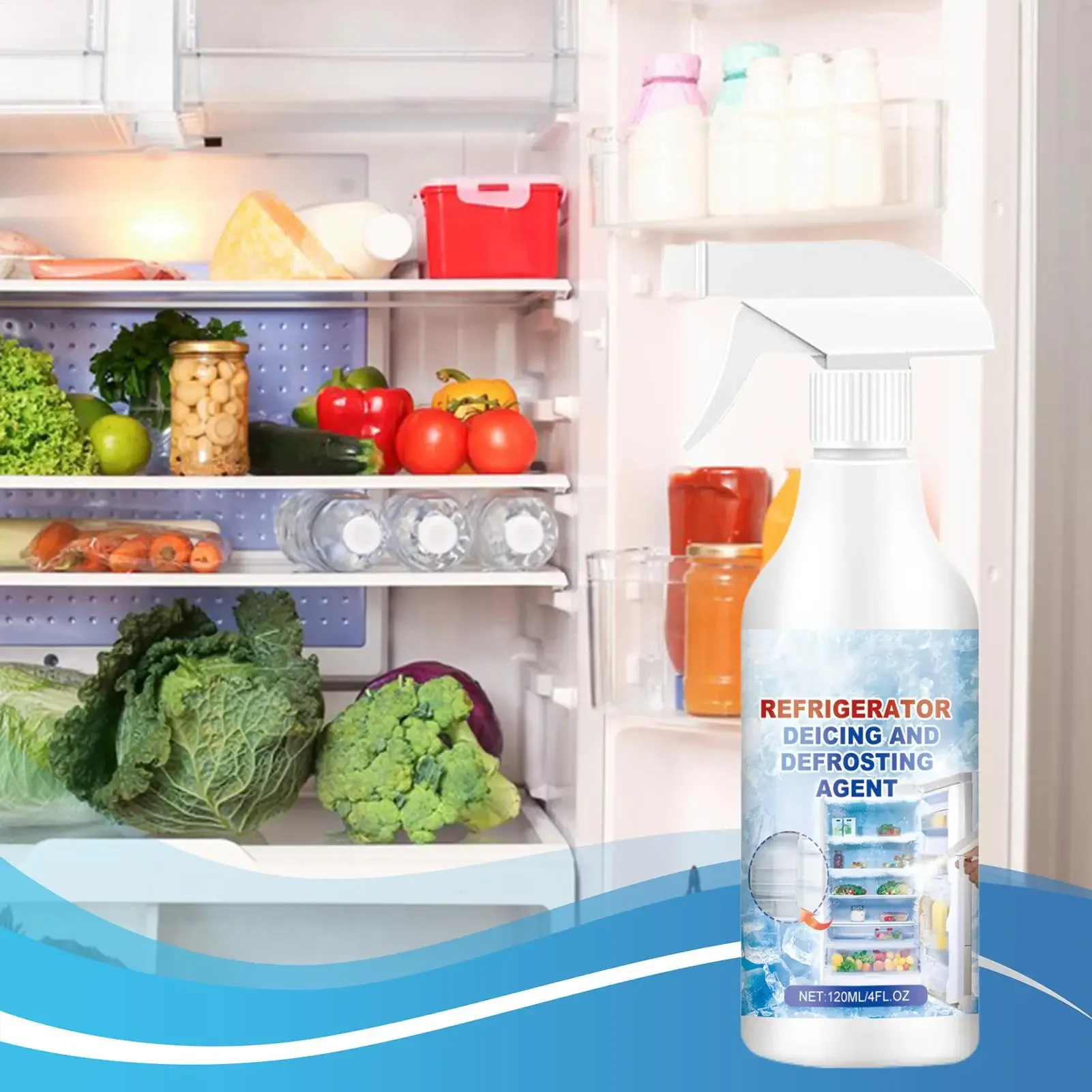 Fridge Cleaner 120ML Mild Stain Removal Refrigerator Deicing Defrosting Agent for Restaurant Kitchen Home Appliance Faucet Ice