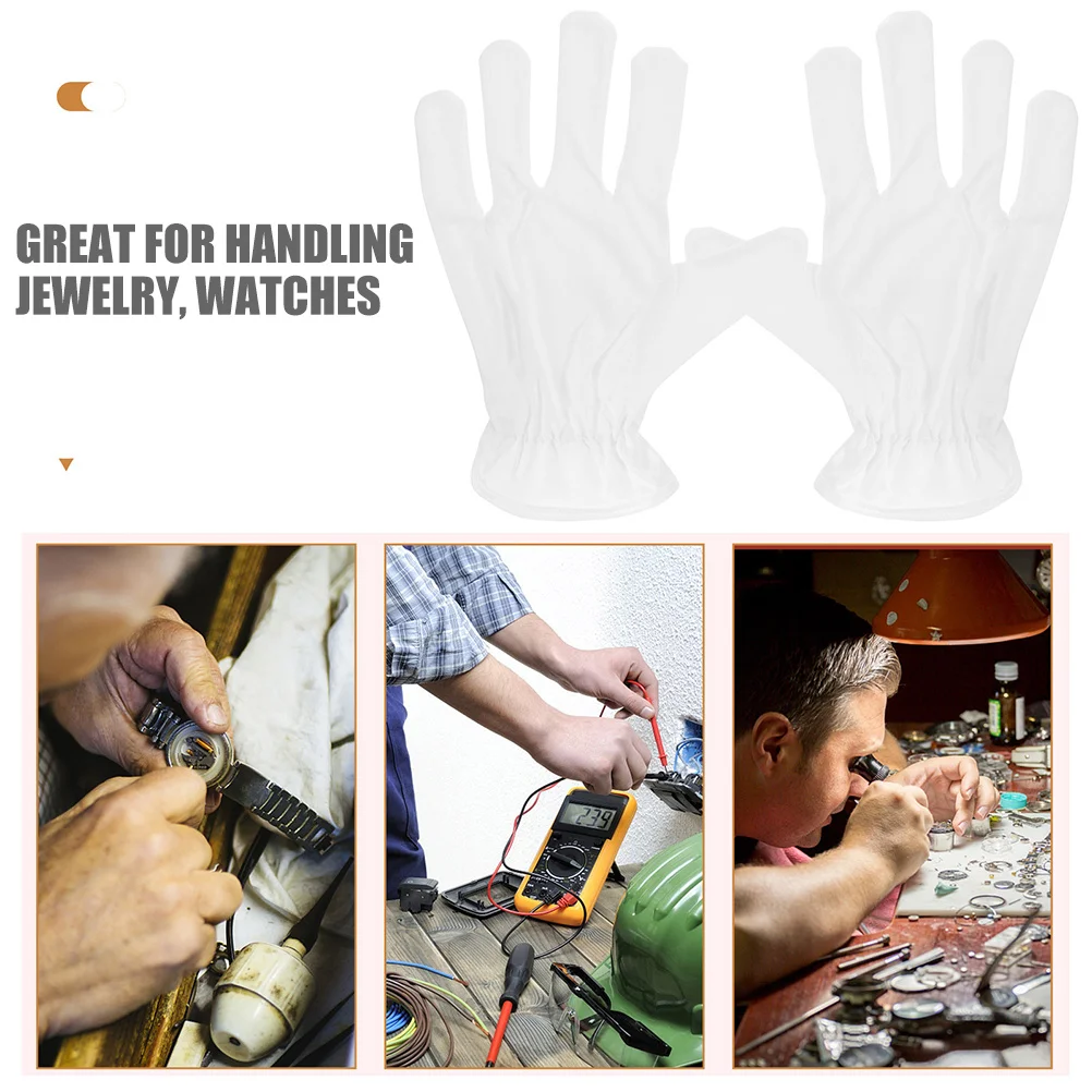 4 قطعة قفازات ستوكات مكافحة ساكنة لمتجر المجوهرات الأبيض التفتيش اليد حامي تنفس قفاز العمل متعددة الوظائف