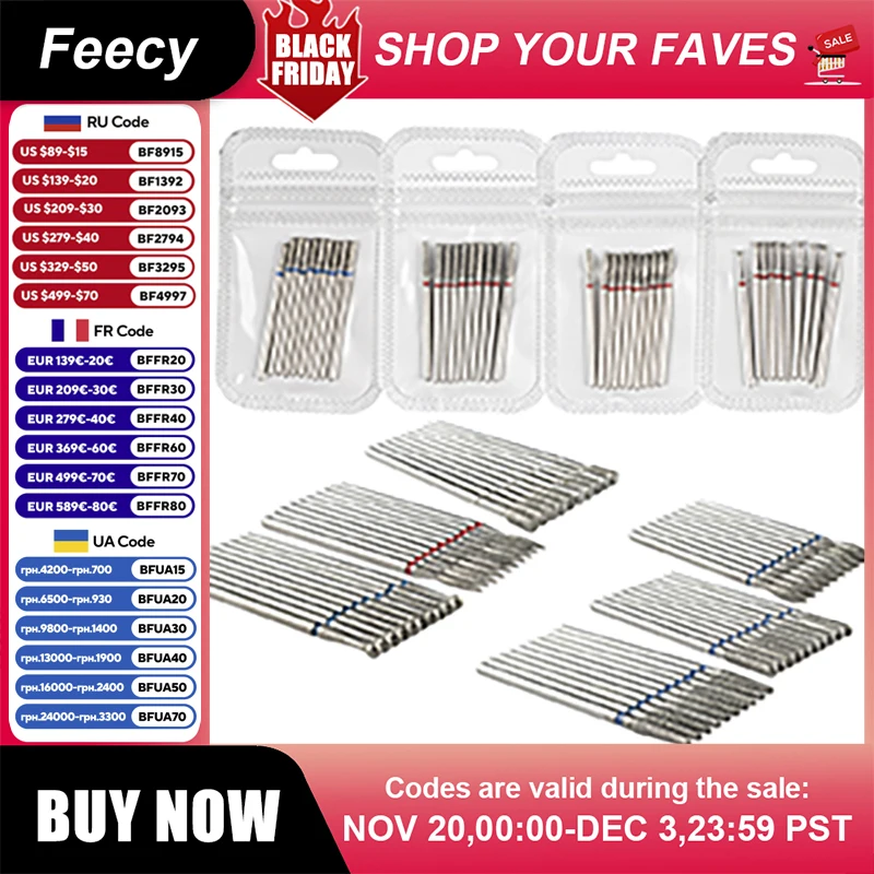 10pcs Diamond Milling Cutter For Manicure Nail Drill Bits Set Accessory Pedicure Eletric Machine Nail Bit Flies Gel Remover Tool