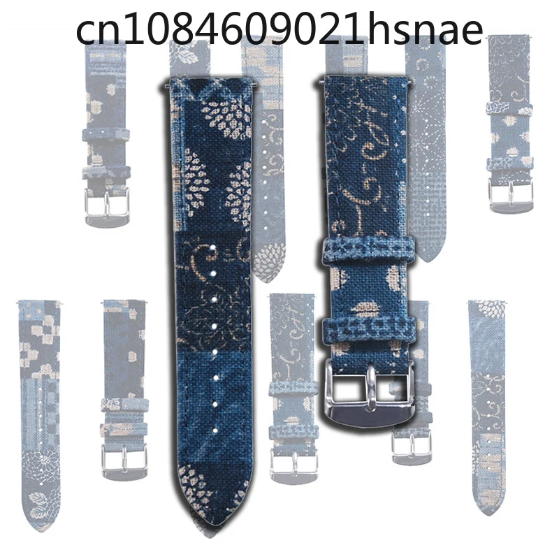 Quick disassembly and assembly 18mm 20mm 22mm Japanese retro fabric canvas all-inclusive edge strap