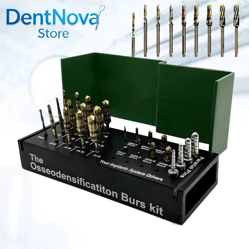 24pcs Pieces Dental Osseodensification Burs Kit for Alveolotomy Implant Systems Ridge Expansion and Bone Cutting Tools