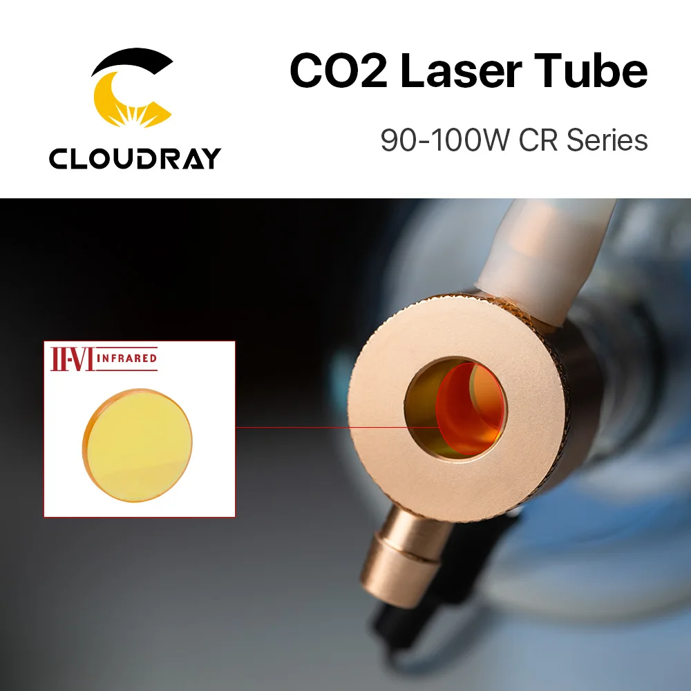 Cloudray 90W CO2 Laser Tube CR90 Length 1250mm Dia.55mm 80mm Upgraded Metal Head Glass Pipe for CO2 Laser Machine