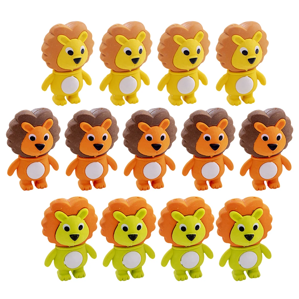 48 pièces adorables en forme de Lion mignon dessin animé Animal en vrac Mini gommes pour dessiner gommes en caoutchouc maison bureau fête artisanat