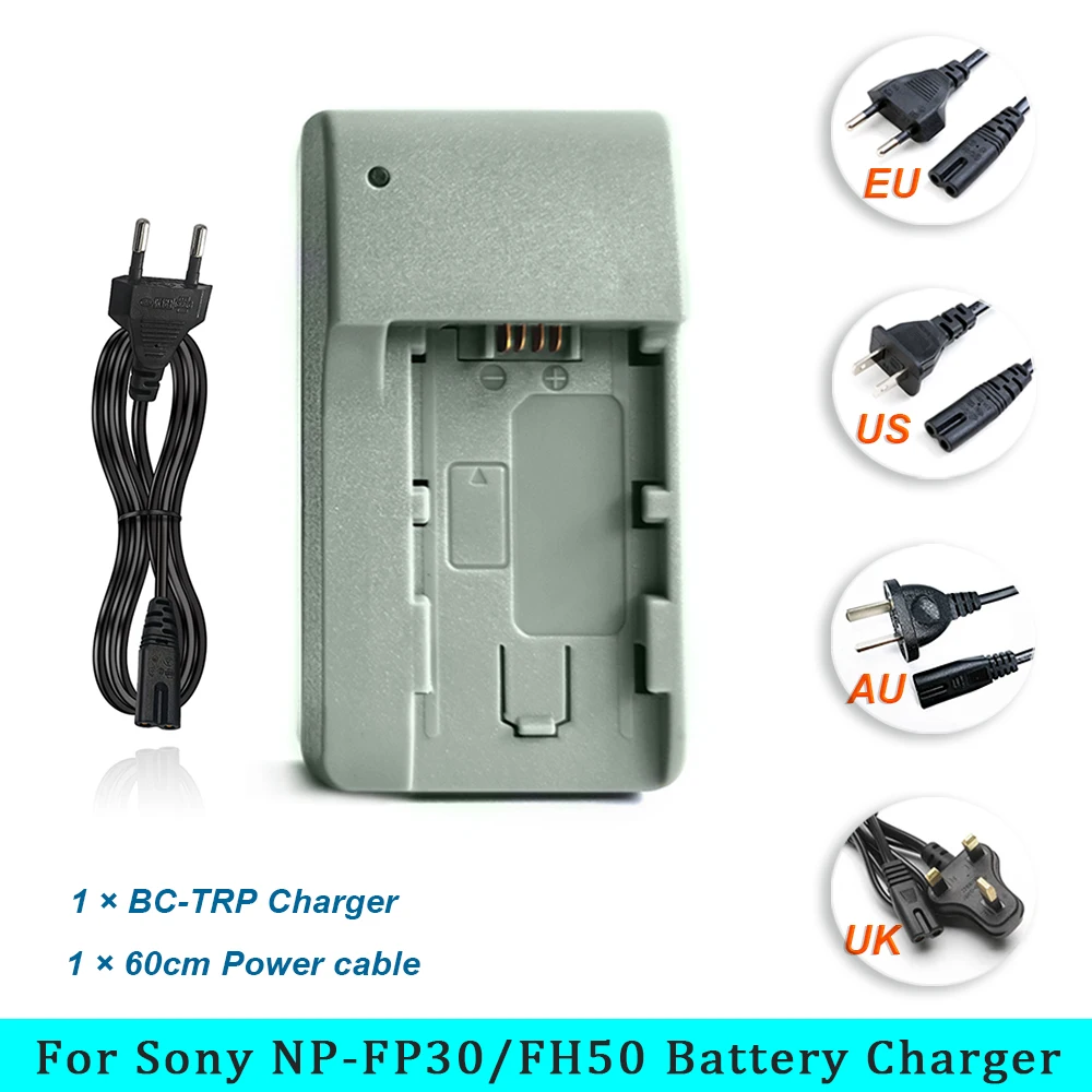 BC-TRP Camera Battery Charger for Sony NP-FP30,FP50,FP51,FP60,FP70,FP71,FP90,FH30,FH40,FH50,FH60,FV50,FV70,FH100 Lithium Battery