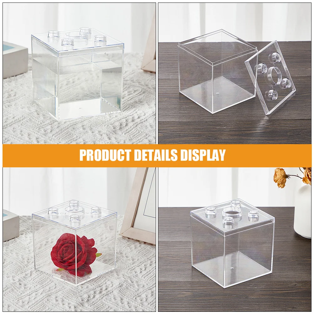 2Pcs Clear Plastic Box Set Square Storage Cubes for Craft Supplies Candy Jewelry Minimalist Design Easy Access Transparent