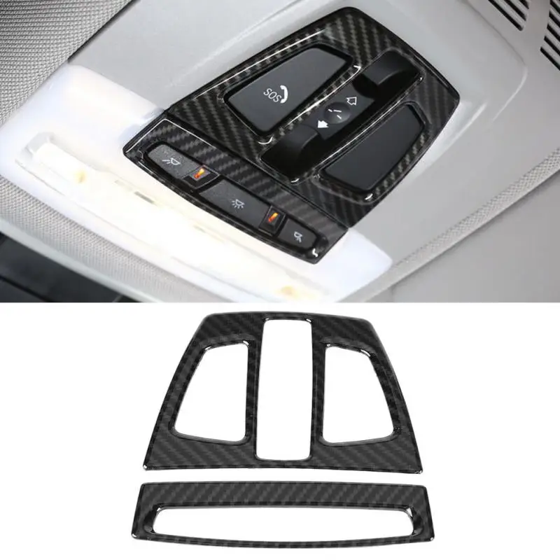 

2pcs ABS Plastic Carbon Fiber Car Front Reading Light Panel Cover Trim Frame for BMW 3 Series F30 GT F34 X5 X6 X1 X2