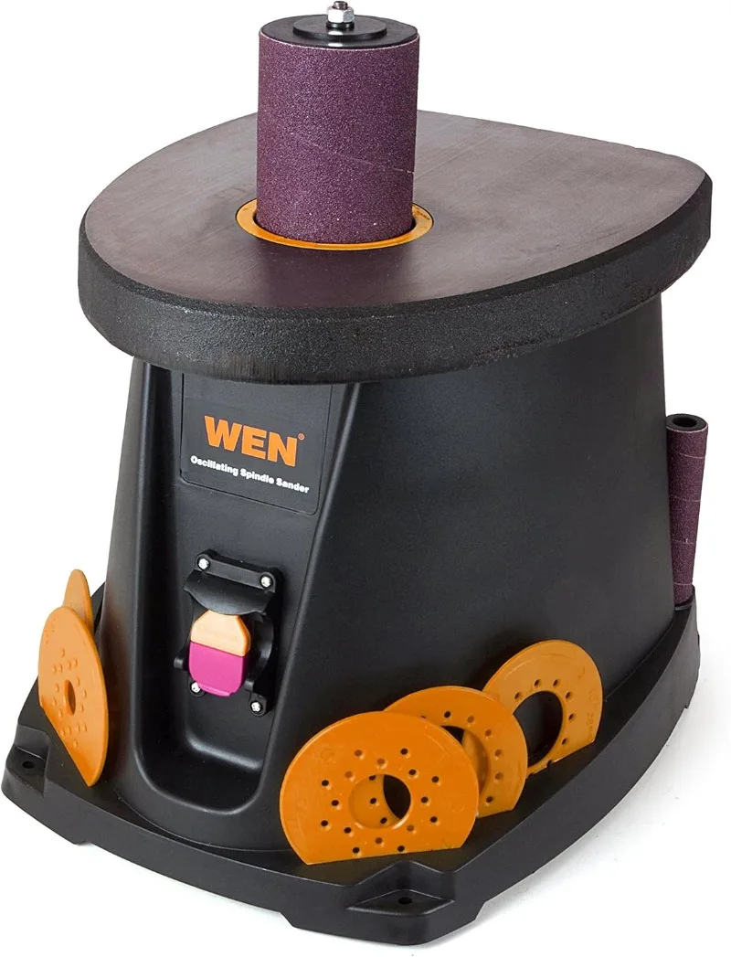 3.5 Amp Oscillating Spindle Sander Black Powerful 1/2 HP 3.5 amp motor provides 58 OPM and 2000 RPM minimize clean-up