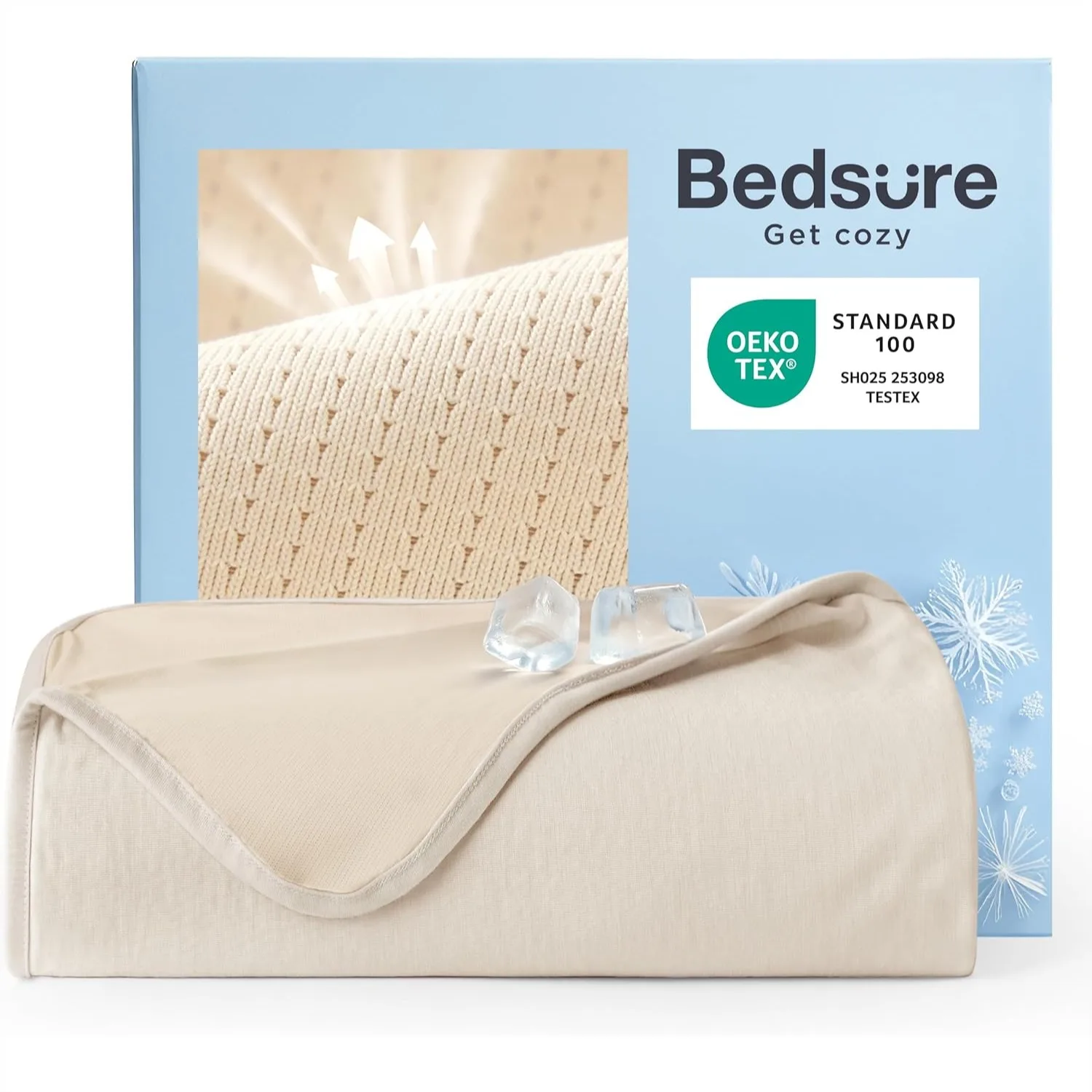 

Летнее охлаждающее одеяло для тех, кто страдает от жары, легкое, дышащее, с охлаждающим эффектом и спортивной сеткой, 50 x 70 дюймов