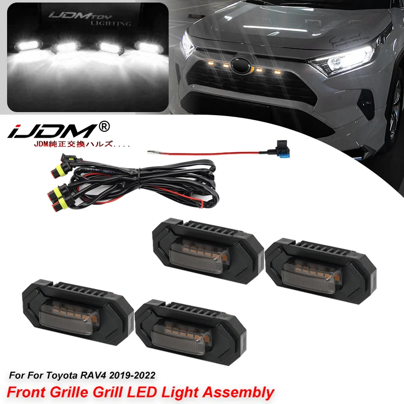 Front Grille LED Light Running Lamp with Harness Kit for Toyota RAV4 2019 2020 2021 2022 Smoke Signal Lights 12V Car Accessorie