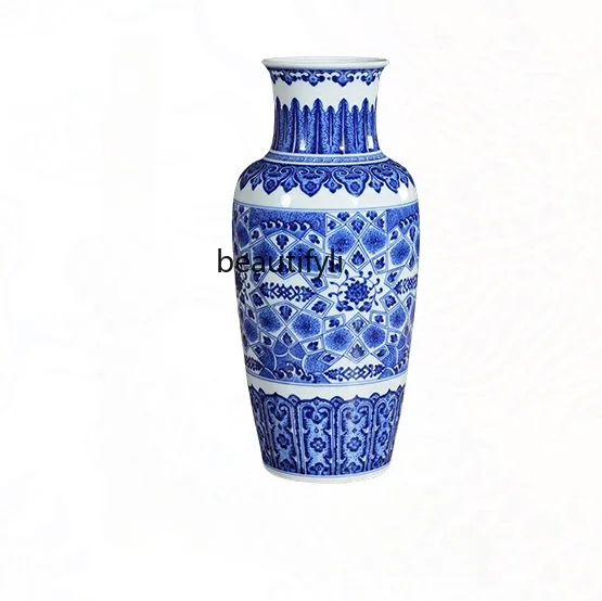 

xx1Blue and white porcelain bottle Jingdezhen ceramic TV cabinet countertop ornament high-end decoration housewarming gifts