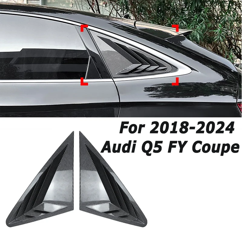 1Set ABS Rear Window Louvers Shutter Blind Trim Cover For Audi Q5 FY Coupe 2018-2024 Exterior Tuning Aftermarket Car Accessories